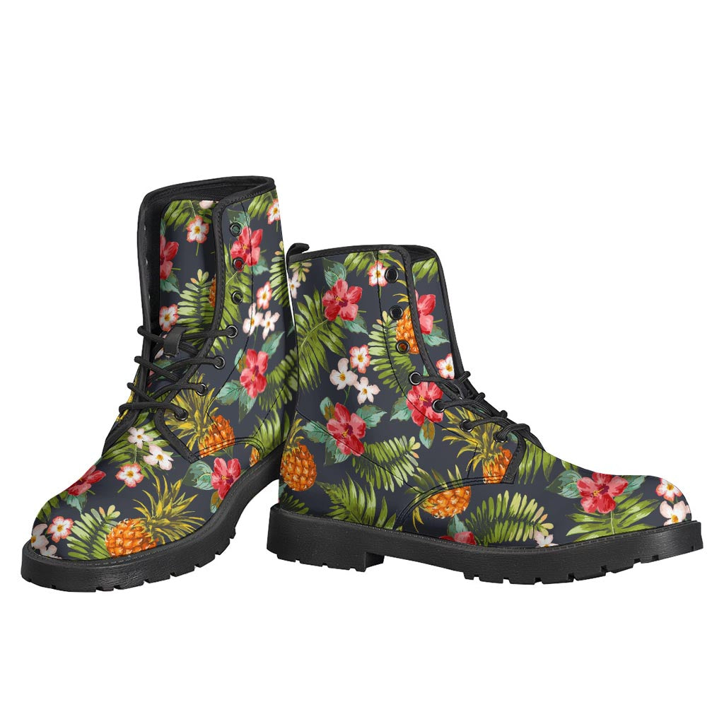 Tropical Vibes: Hippies Leather Lightweight Boots with Pineapple Prints - 3