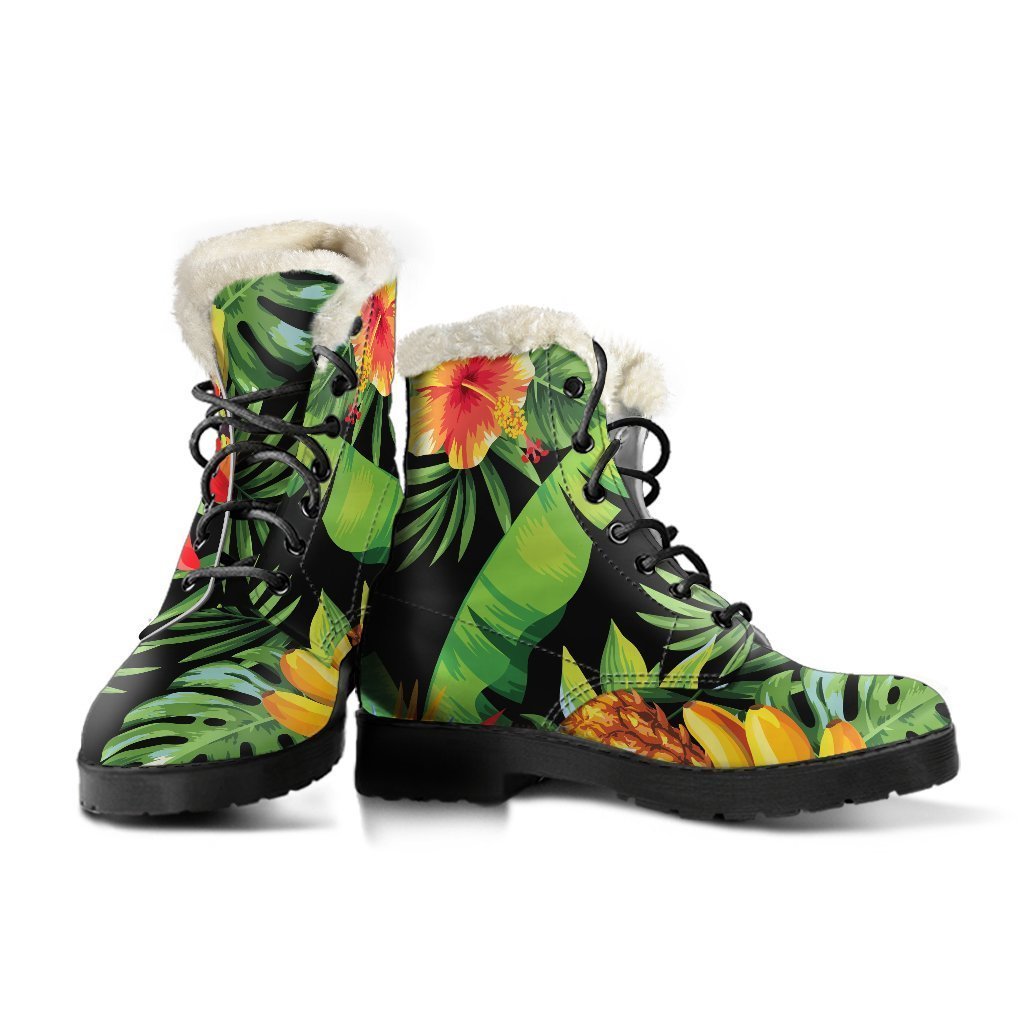 Tropical Fruits Faux Fur Leather Boots: Embrace Your Inner Hippie Style - 3