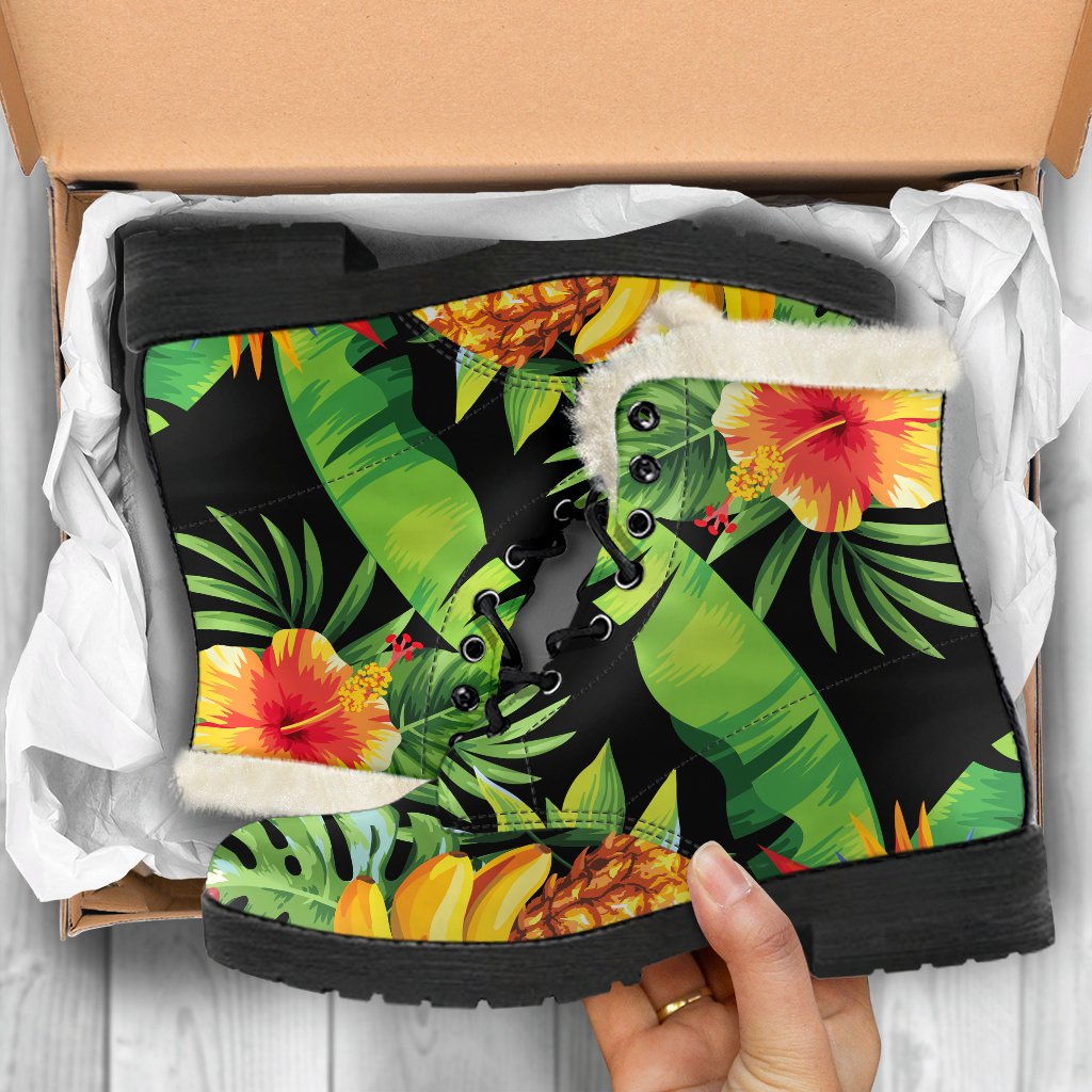 Tropical Fruits Faux Fur Leather Boots: Embrace Your Inner Hippie Style - 5