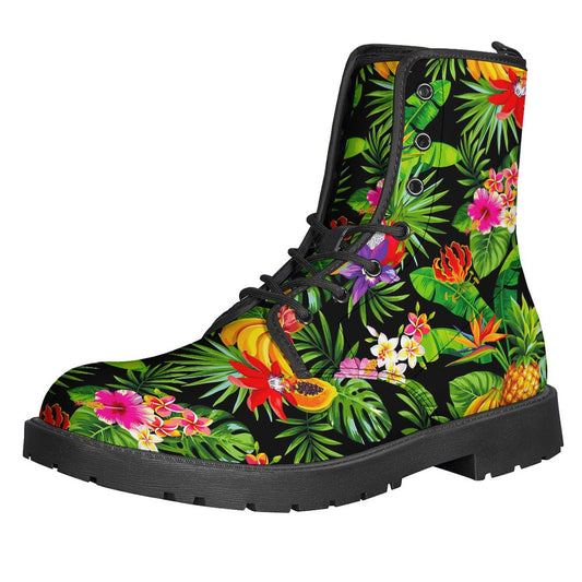 Groovy Hawaiian Fruits Leather Lightweight Boots for Free-Spirited Hippies - 1