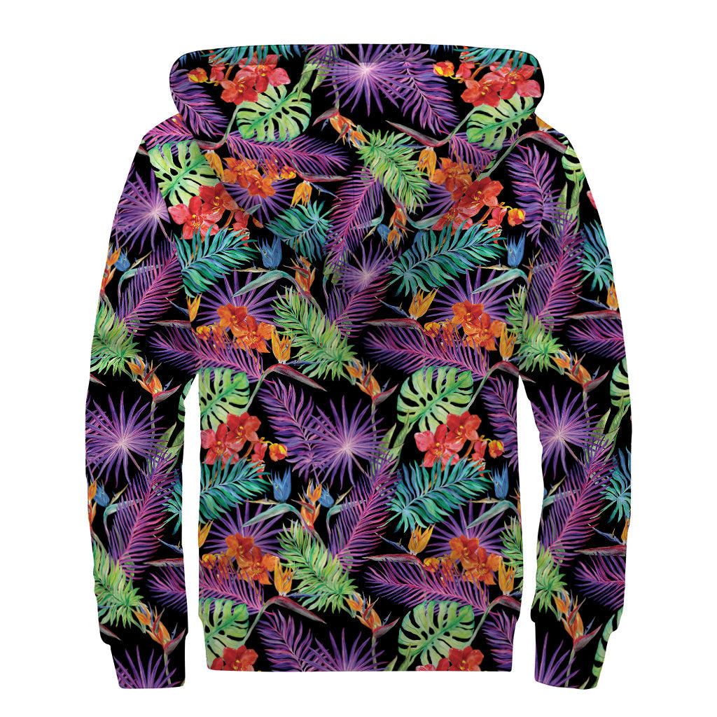 Tropical Jungle Dream: Sherpa Lined Zip Up Hoodie for Free-Spirited Hippies - 2