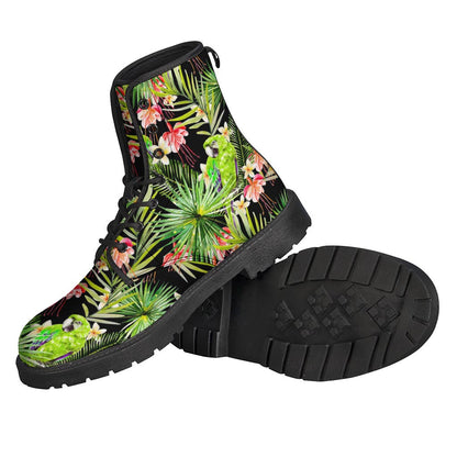 Tropical Hawaiian Parrot Pattern Leather Lightweight Boots for the Free-Spirited Hippies - 2