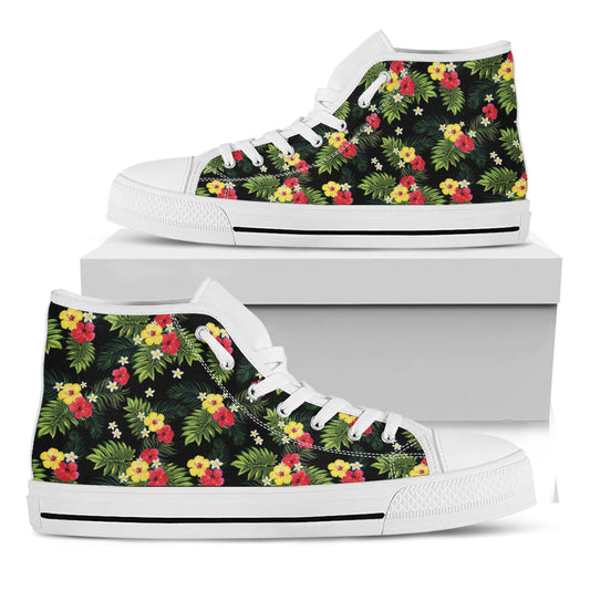 Tropical Hibiscus Aloha Pattern High Tops for Hippie Chic Vibes - 1