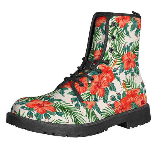 Step Out in Style: Tropical Hibiscus Blossom Leather Lightweight Boots for Modern Hippies - 1