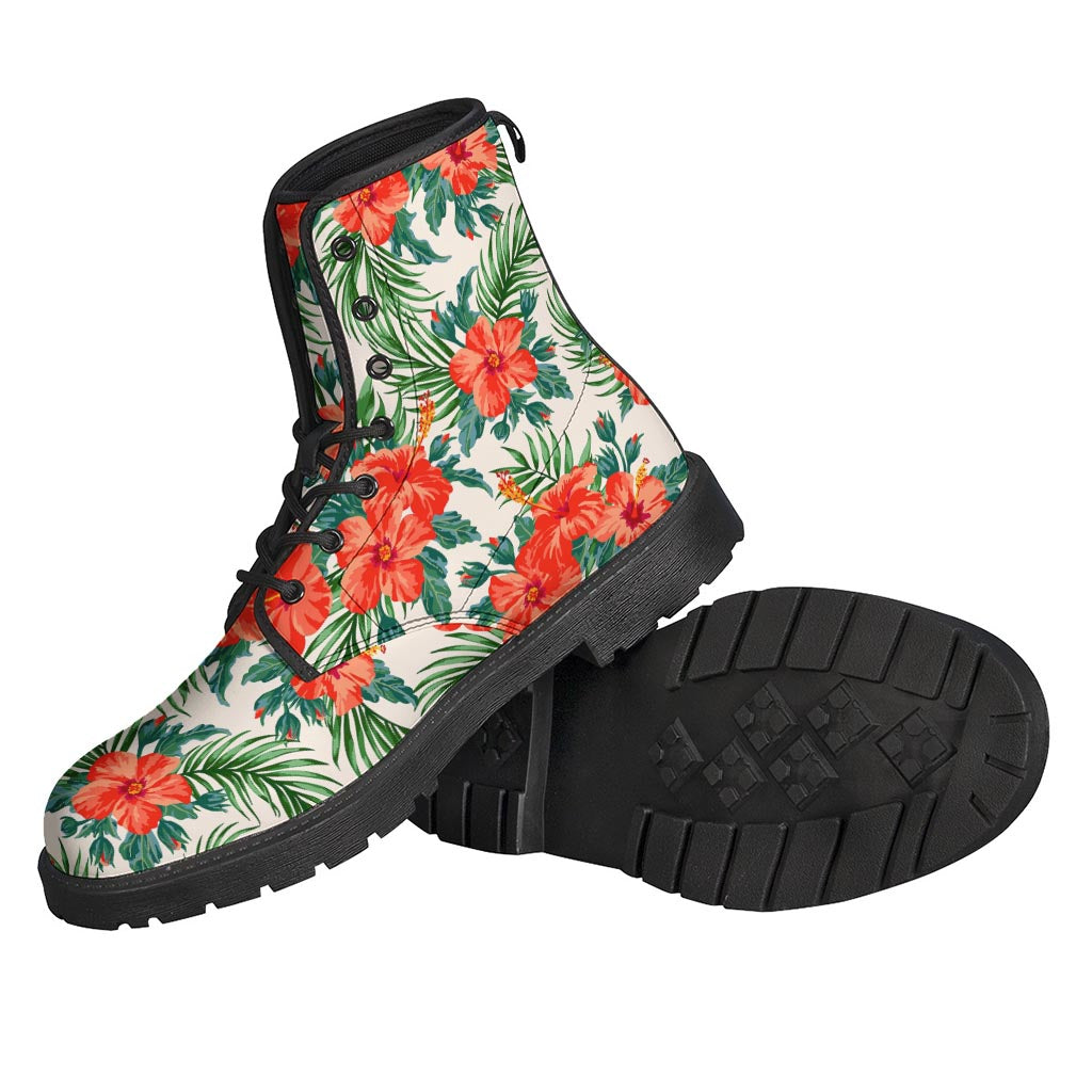 Step Out in Style: Tropical Hibiscus Blossom Leather Lightweight Boots for Modern Hippies - 2