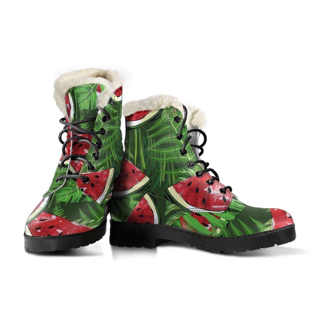 Tropical Leaf and Watermelon Faux Fur Leather Boots for the Hippie Fashionista - 3