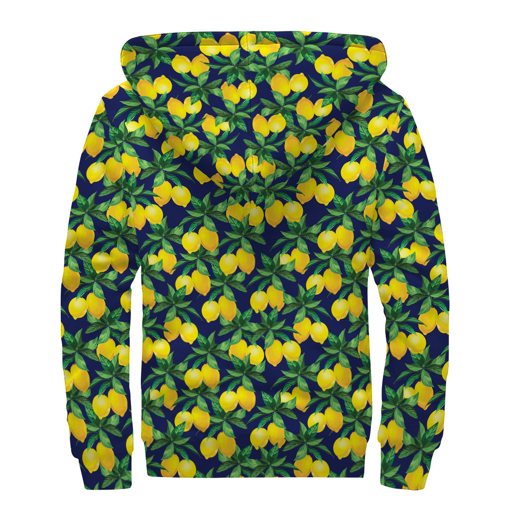 Chill Vibes Sherpa Lined Zip Up Hoodie - Tropical Lemon Print - 2