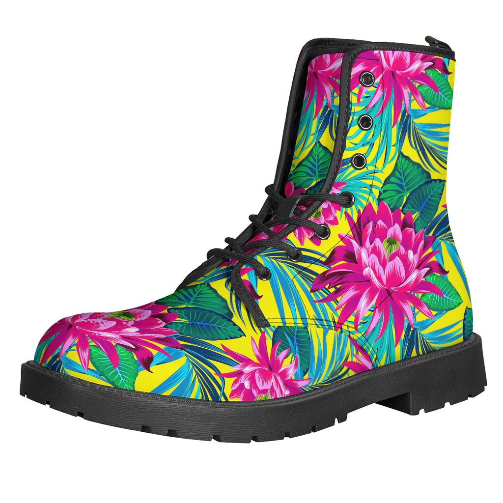 Get Your Groove On with These Tropical Lotus Leather Boots for Stylish Hippies - 1