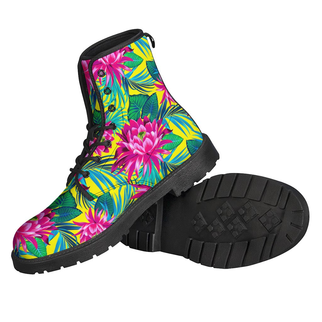 Get Your Groove On with These Tropical Lotus Leather Boots for Stylish Hippies - 2