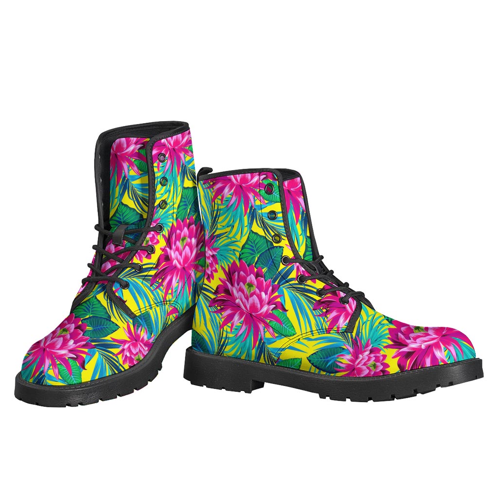 Get Your Groove On with These Tropical Lotus Leather Boots for Stylish Hippies - 3