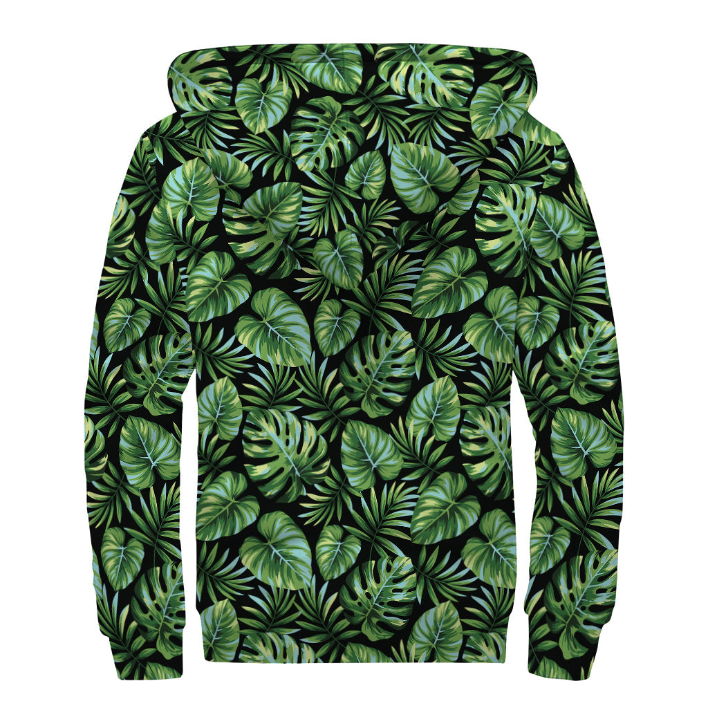 Groovy Monstera Madness: Sherpa Lined Zip Up Hoodie for Peace-Loving Hippies - 2