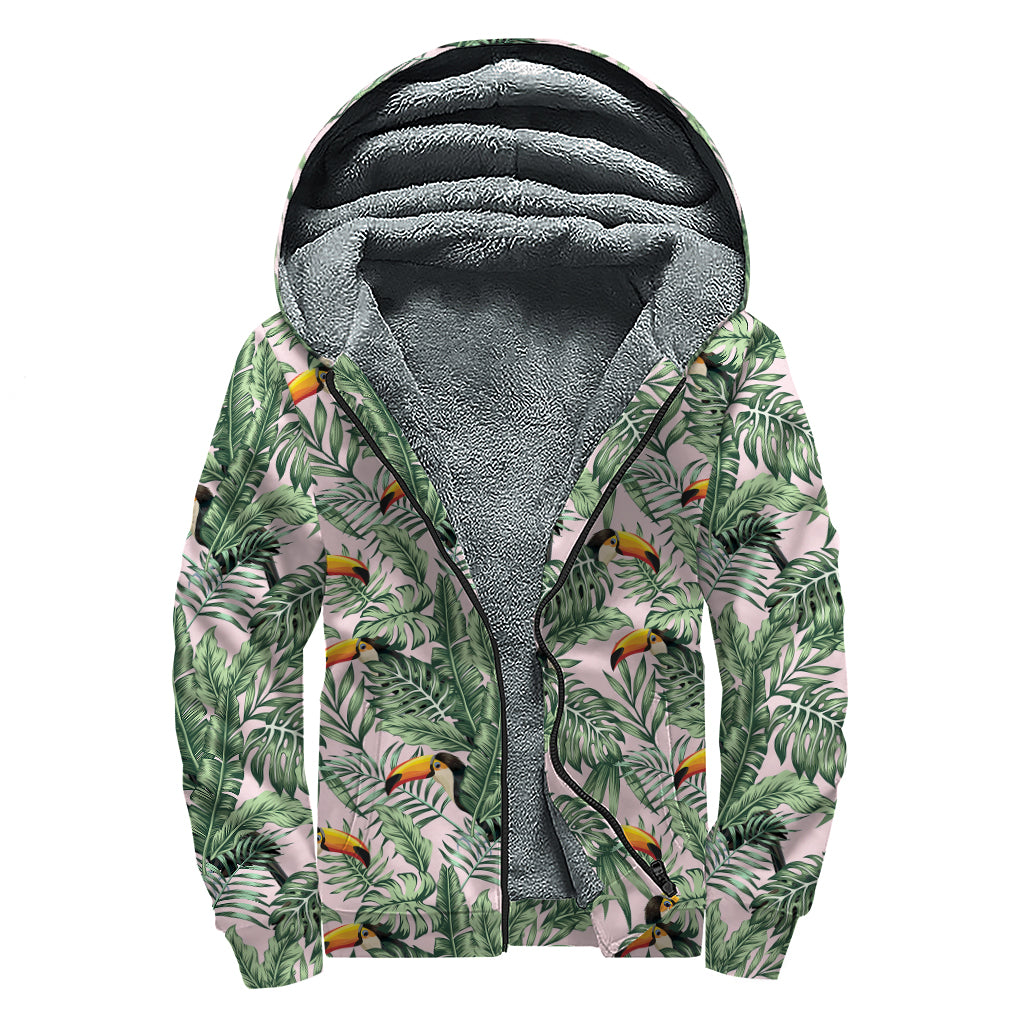 Tropical Toucan Paradise: Hippie Style Sherpa Lined Zip Up Hoodie - 1