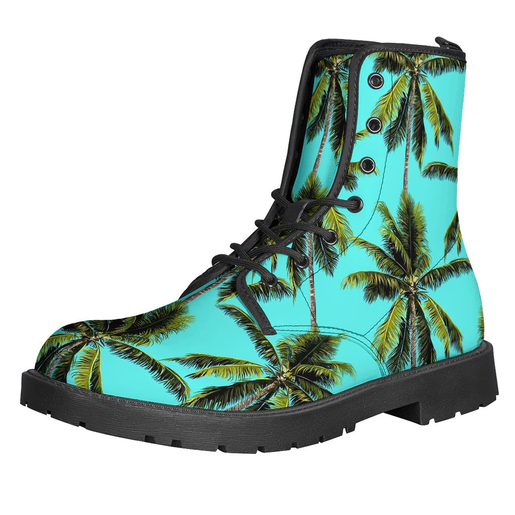 Tropical Palm Tree Pattern Leather Boots for Bohemian Free Spirits - 1