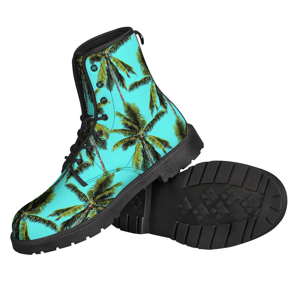 Tropical Palm Tree Pattern Leather Boots for Bohemian Free Spirits - 2