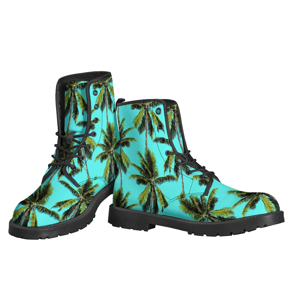 Tropical Palm Tree Pattern Leather Boots for Bohemian Free Spirits - 3