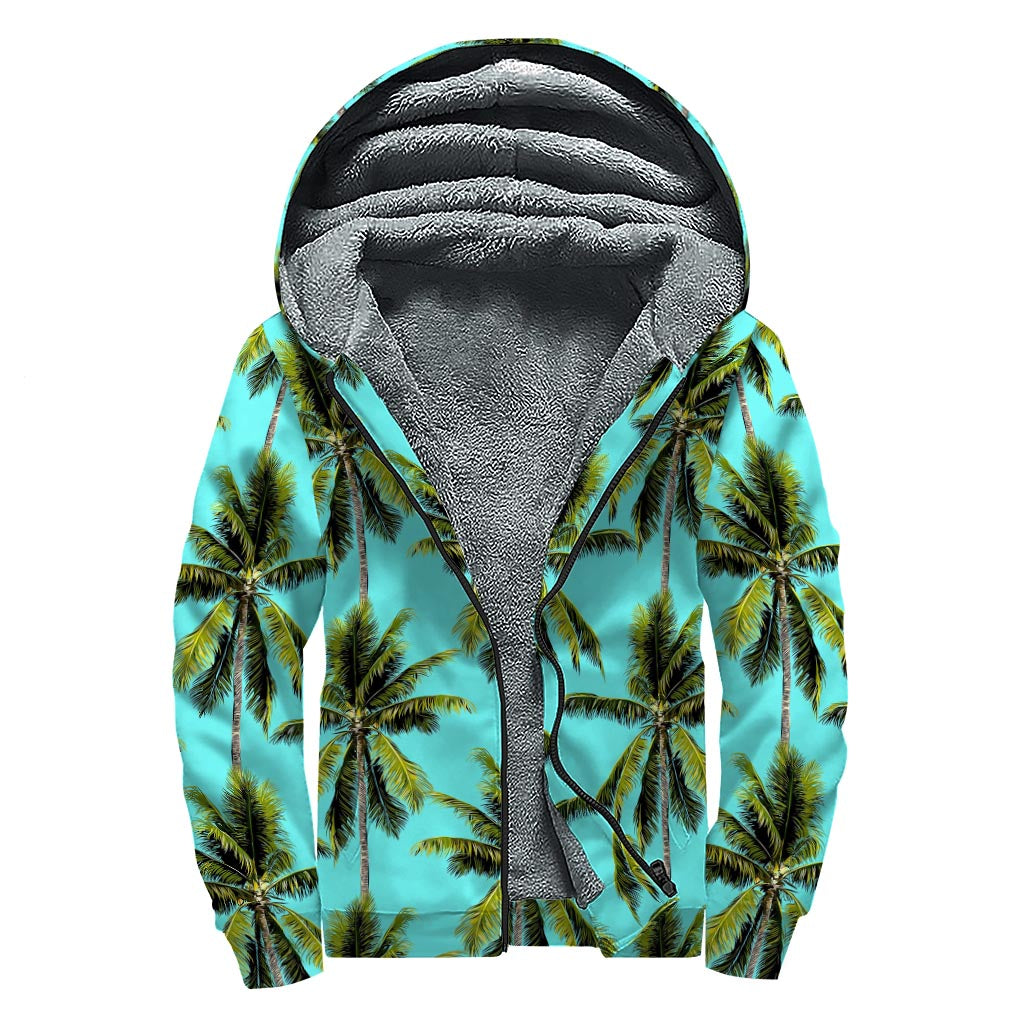 Tropical Palm Tree Paradise: Stay Cozy in our Sherpa Lined Zip Up Hoodie - 1