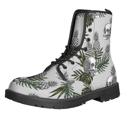 Groovy Pineapple Skull Leather Lightweight Boots for the Modern Hippie - 1