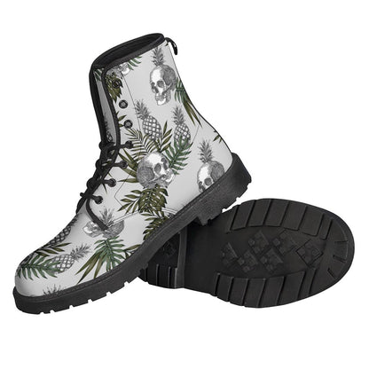 Groovy Pineapple Skull Leather Lightweight Boots for the Modern Hippie - 2