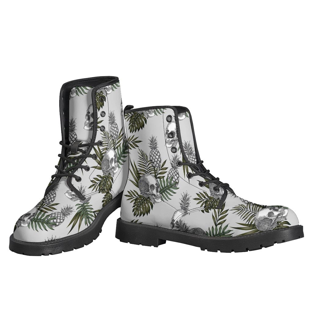 Groovy Pineapple Skull Leather Lightweight Boots for the Modern Hippie - 3