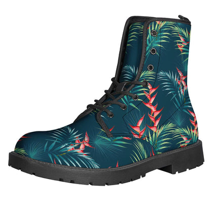 Step into Summer Vibes with Tropical Plants Hawaii Pattern Print Leather Boots - 1