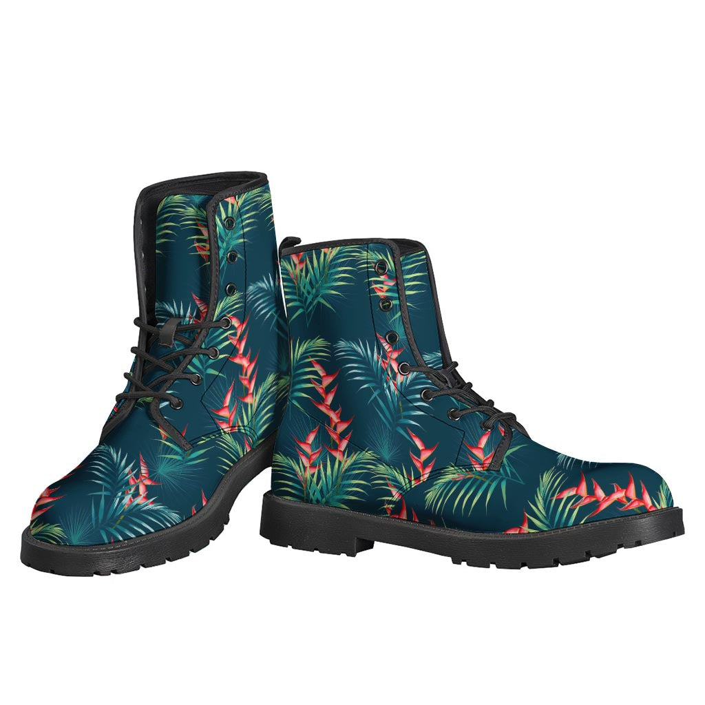 Step into Summer Vibes with Tropical Plants Hawaii Pattern Print Leather Boots - 3