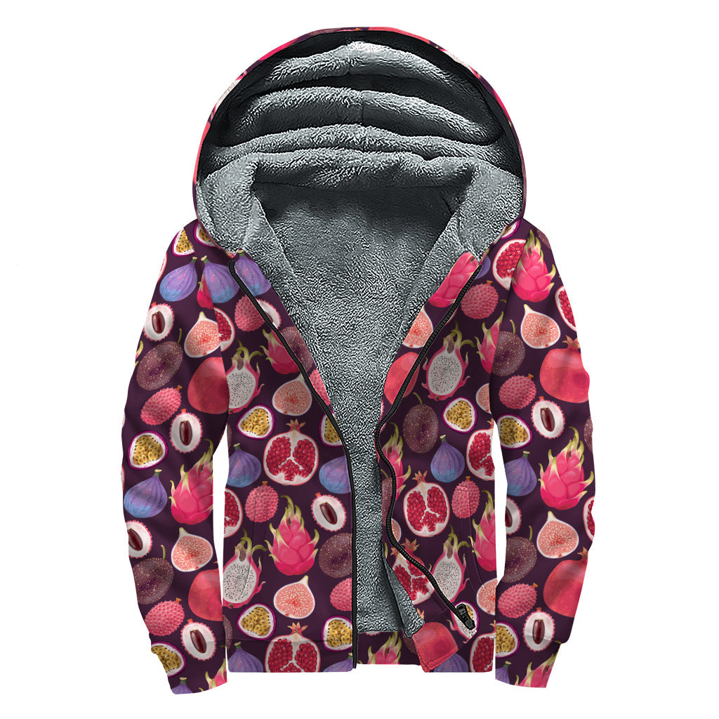 Groovy Tropical Fruits Sherpa Lined Zip Up Hoodie - 1