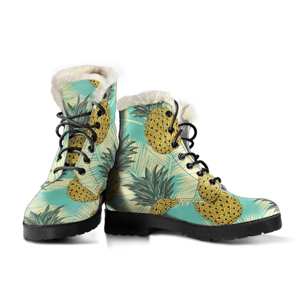 Pineapple Paradise: Faux Fur Leather Boots for Free-Spirited Hippies - 3