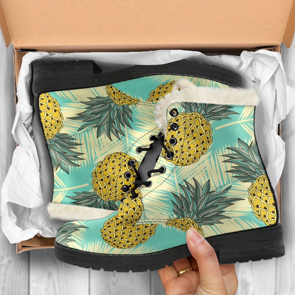 Pineapple Paradise: Faux Fur Leather Boots for Free-Spirited Hippies - 5