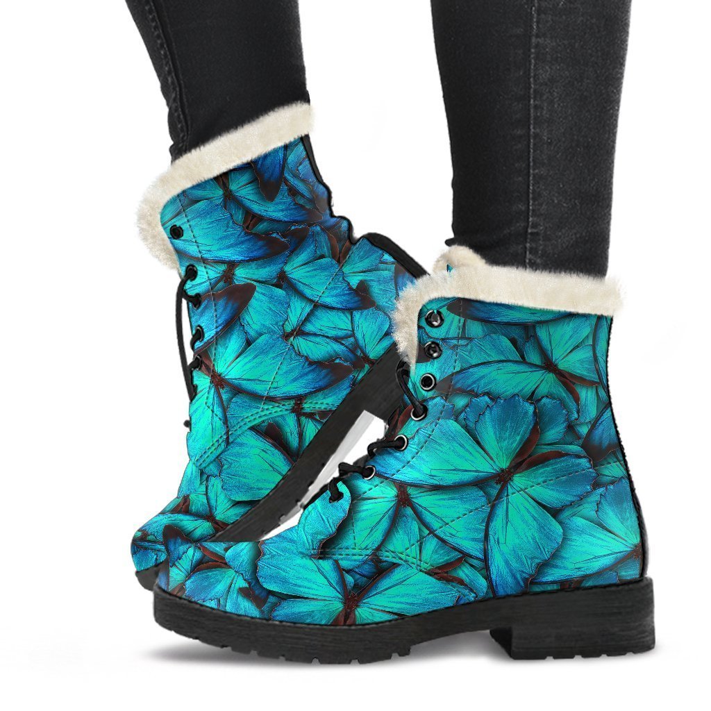 Turquoise Butterfly Dreaming: Faux Fur Leather Boots for the Boho Babe - 1