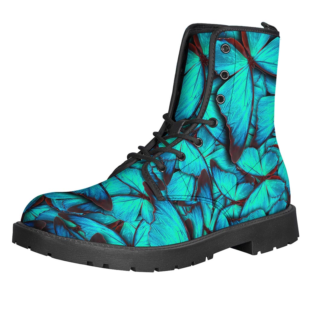 Turquoise Butterfly Pattern Leather Boots for Boho Babes - 1