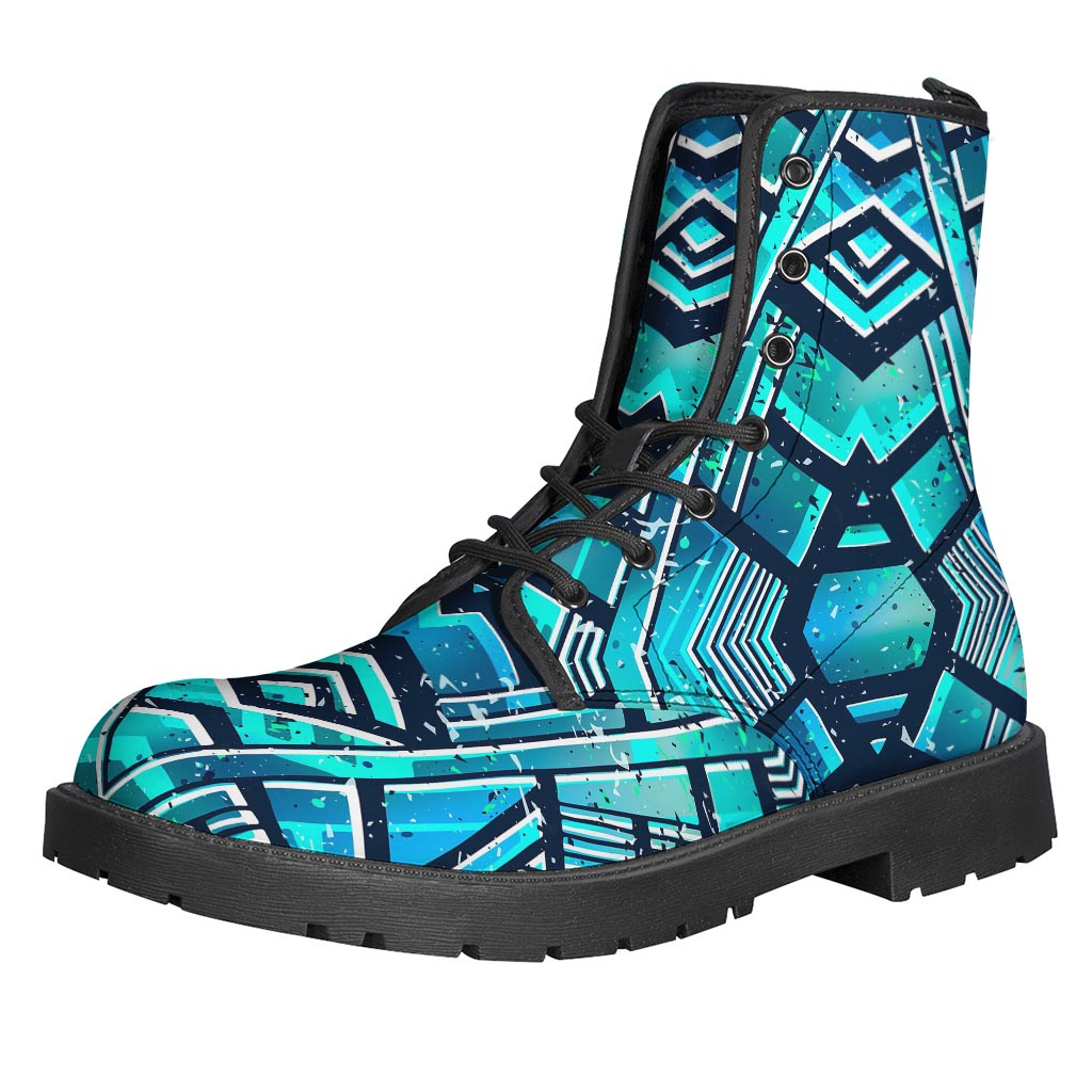 Trippy Turquoise Aztec Leather Boots for Free-Spirited Hippies - 1