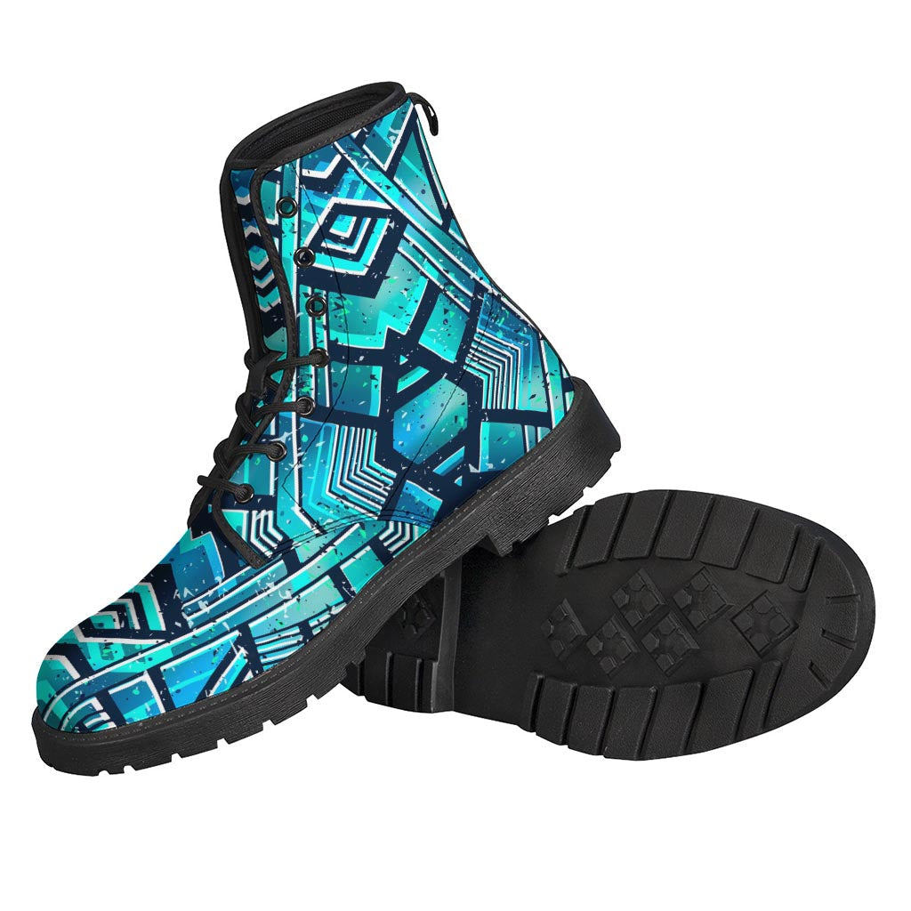 Trippy Turquoise Aztec Leather Boots for Free-Spirited Hippies - 2