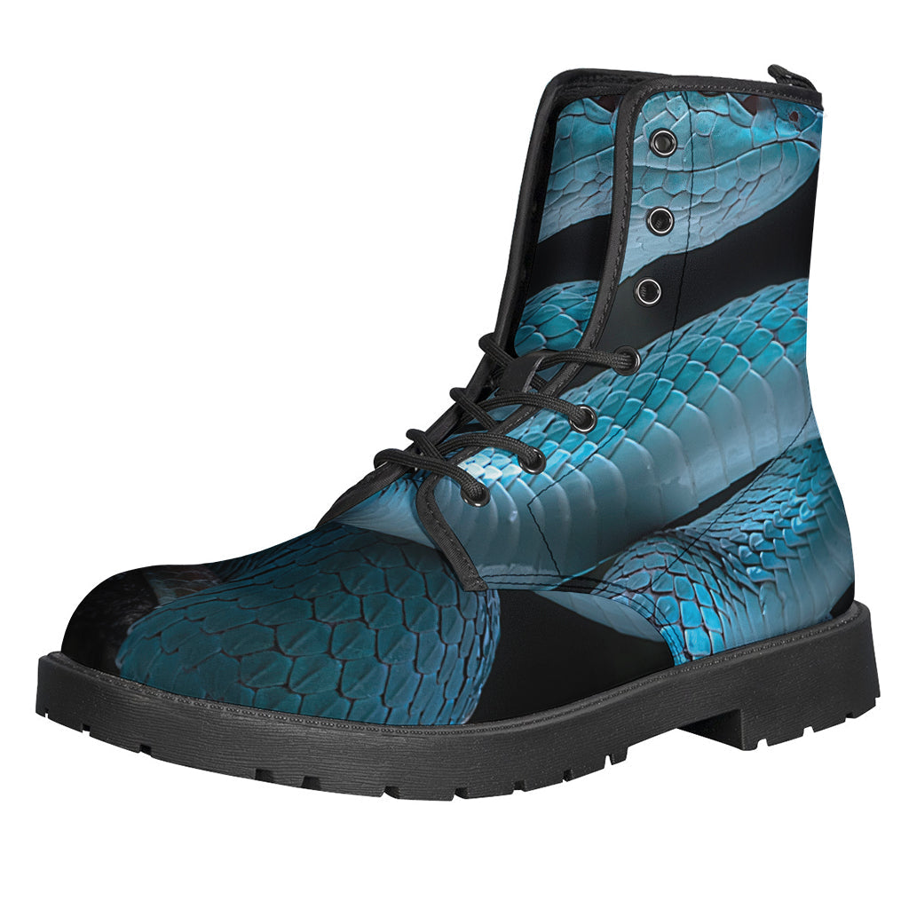 Turquoise Snake Print Leather Boots: Stylish Hippies Lightweight Footwear - 1