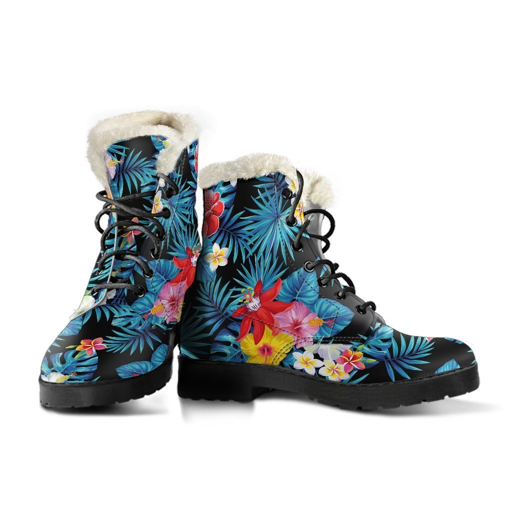 Tropical Vibes Faux Fur Leather Boots for Hippie Fashionistas - 3