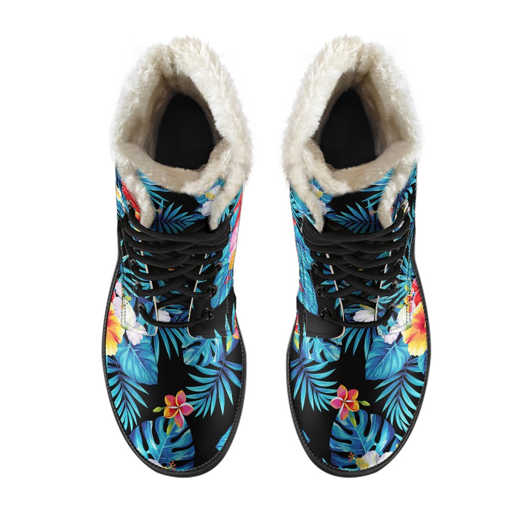 Tropical Vibes Faux Fur Leather Boots for Hippie Fashionistas - 4