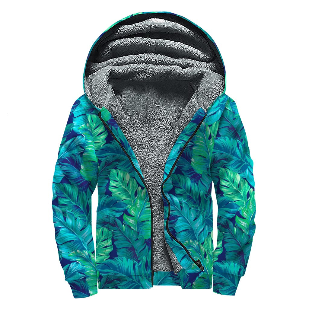 Tropical Turquoise Sherpa Lined Zip Up Hoodie for Groovy Hippies - 1