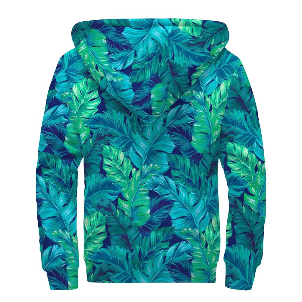 Tropical Turquoise Sherpa Lined Zip Up Hoodie for Groovy Hippies - 2