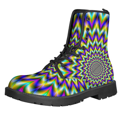 Twinkle Psychedelic Optical Illusion Leather Boots: A Hippie's Dream - 1