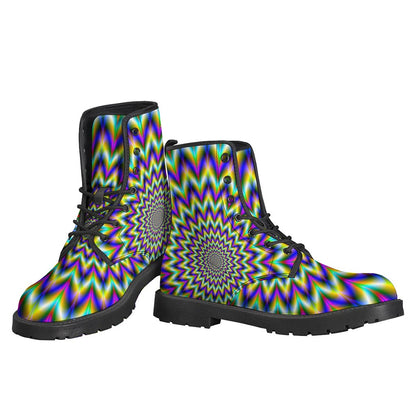 Twinkle Psychedelic Optical Illusion Leather Boots: A Hippie's Dream - 3