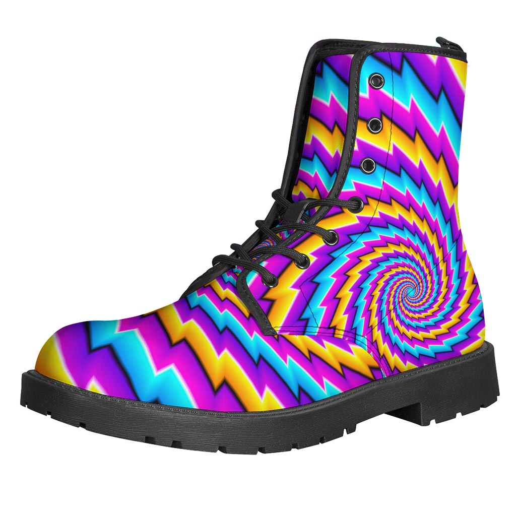 Twisted Spiral Moving Optical Illusion Leather Lightweight Boots for Modern Hippies - 1