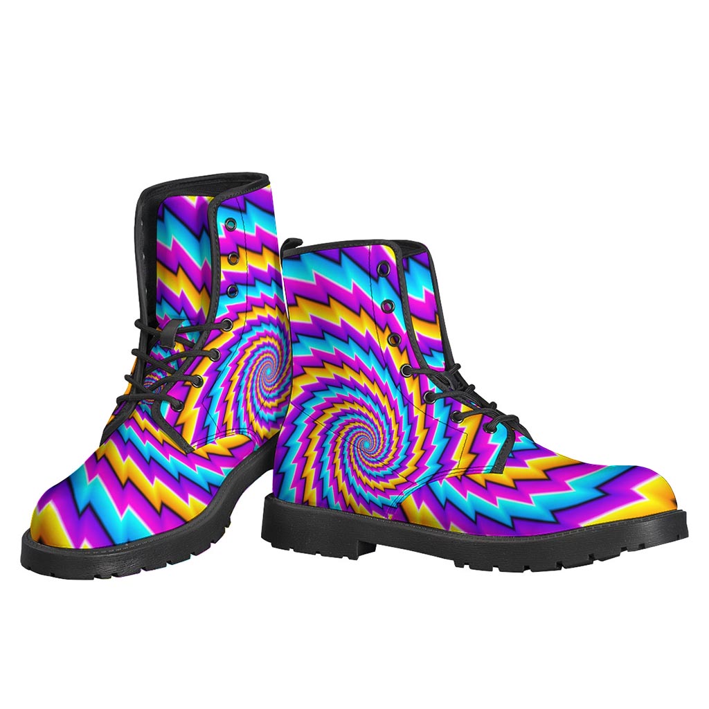 Twisted Spiral Moving Optical Illusion Leather Lightweight Boots for Modern Hippies - 3