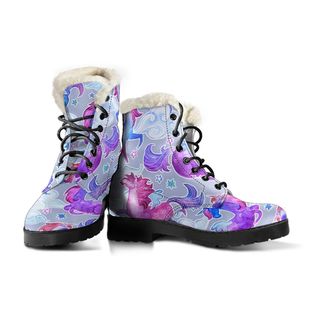 Unicorn Paradise Faux Fur Leather Boots: Embrace Your Inner Hippie Style - 3