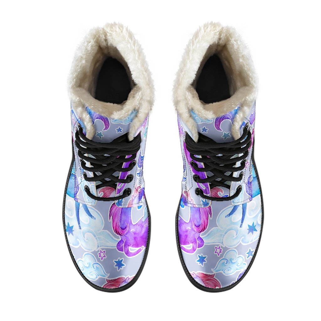 Unicorn Paradise Faux Fur Leather Boots: Embrace Your Inner Hippie Style - 4