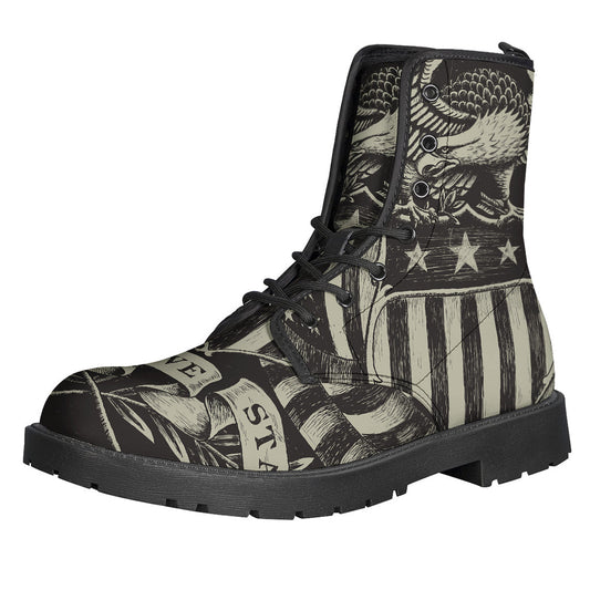 United We Stand: American Flag Print Leather Lightweight Boots for Modern-day Hippies - 1