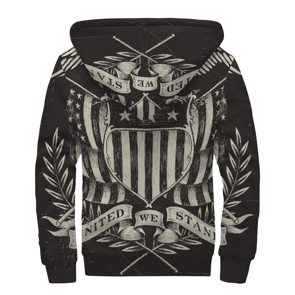 United We Stand: American Flag Print Sherpa Lined Zip Up Hoodie - Embracing the Hippie Style - 2