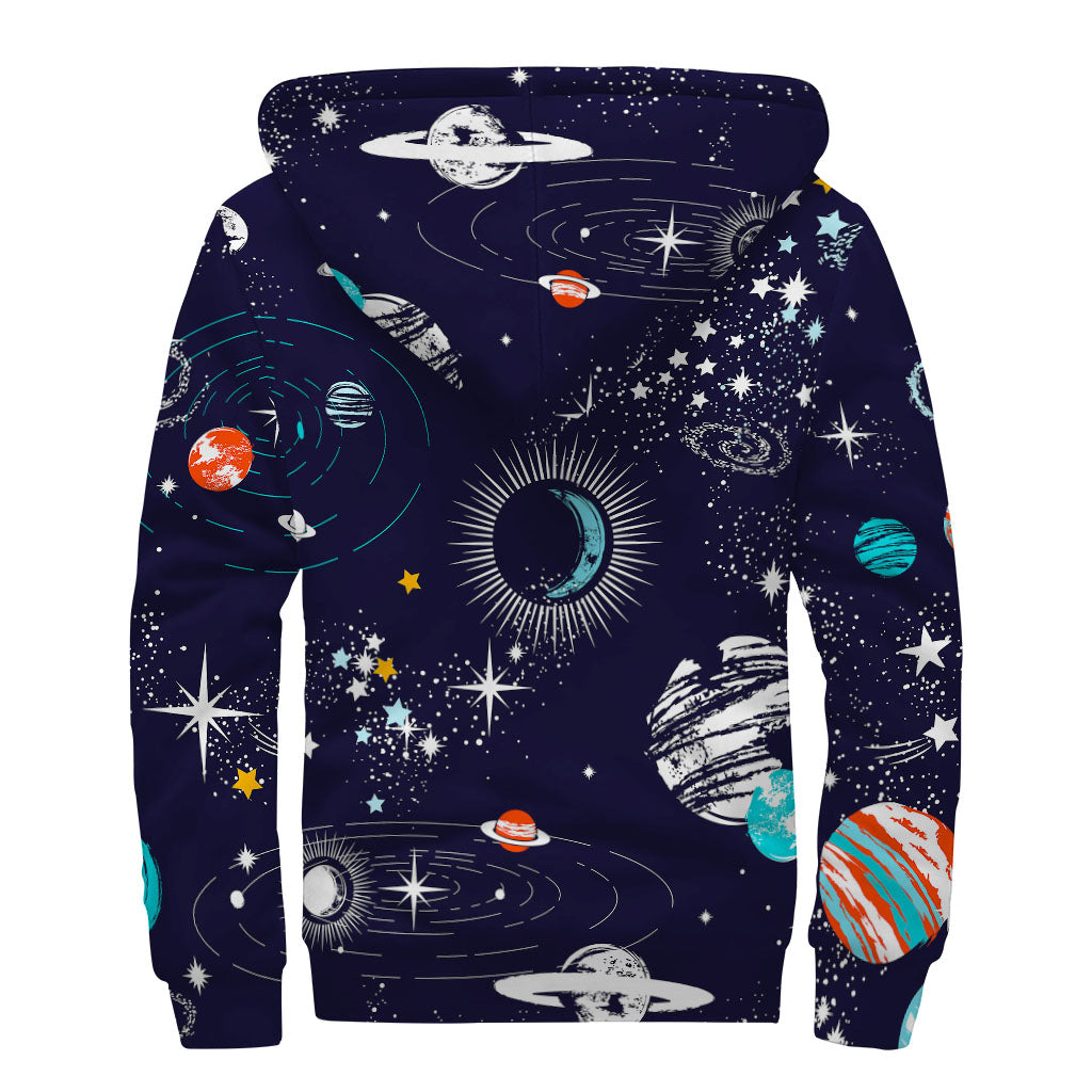 Universe Galaxy Hippies Sherpa Lined Zip Up Hoodie: Embrace Bohemian Style - 2