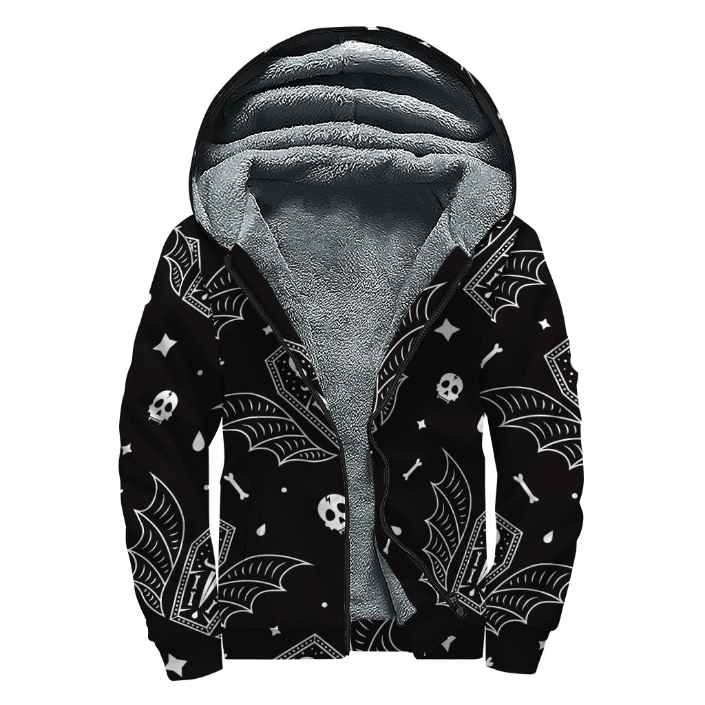 Vampire Coffin Pattern Sherpa Hoodie: Embrace Your Inner Hippie - 1