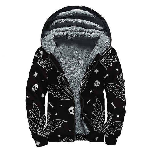 Vampire Coffin Pattern Sherpa Hoodie: Embrace Your Inner Hippie - 1