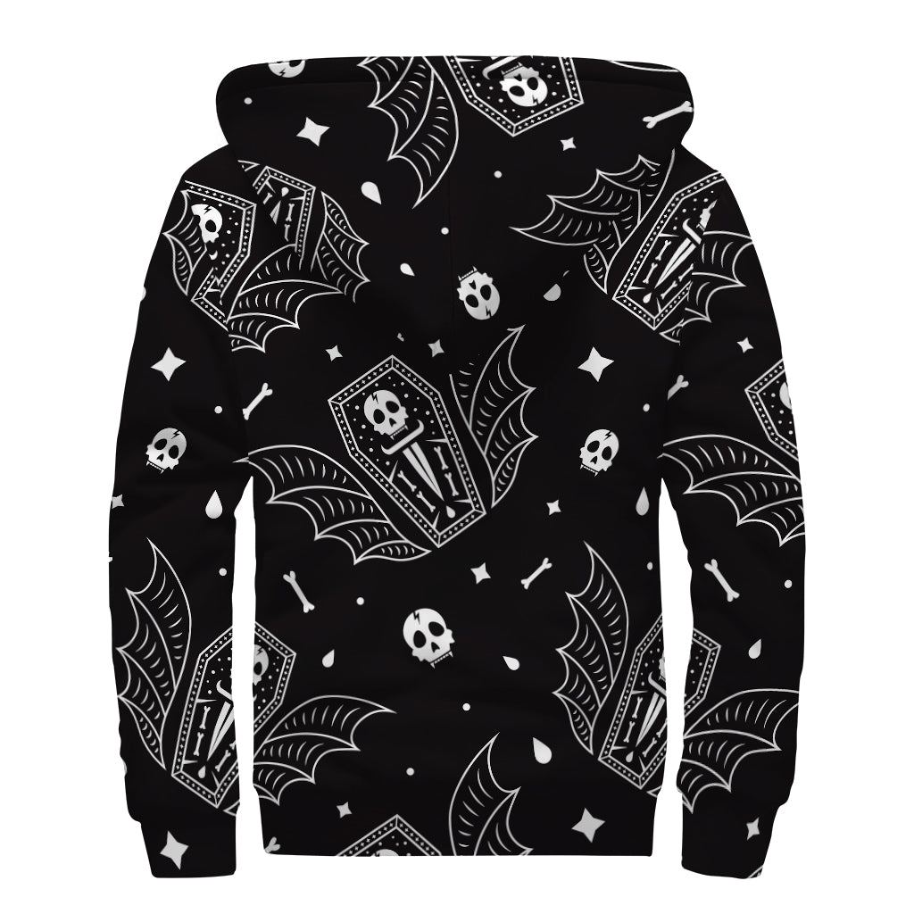 Vampire Coffin Pattern Sherpa Hoodie: Embrace Your Inner Hippie - 2