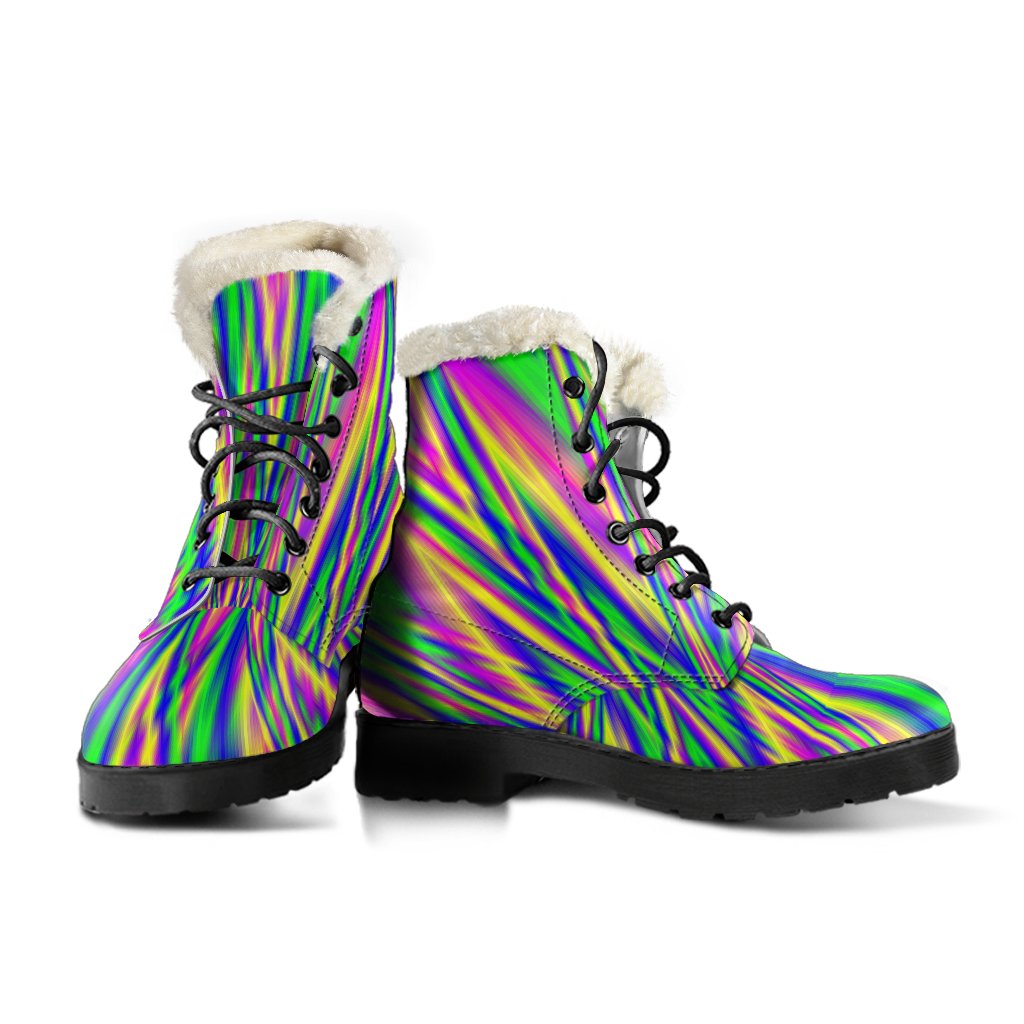 Vibrant Psychedelic Faux Fur Leather Boots for the Free-Spirited Hippie - 3